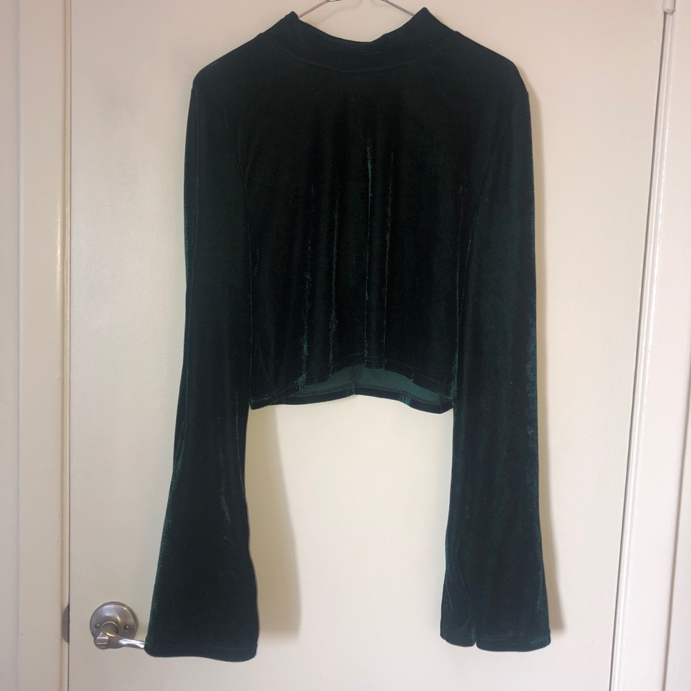 Fashion Nova Velvet Forest Green Crop Top